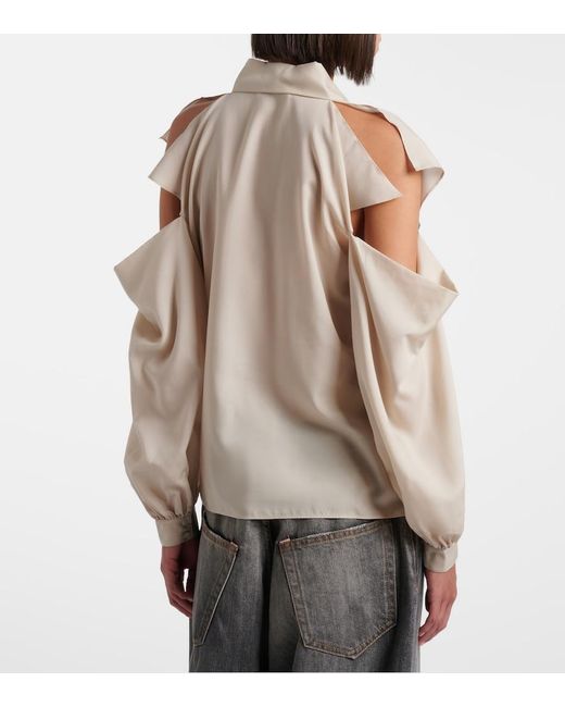 Acne Natural Bow-Detail Cutout Blouse