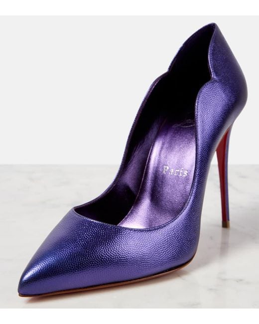 Christian Louboutin Purple Pumps Hot Chick 100 Aus Metallic-Leder