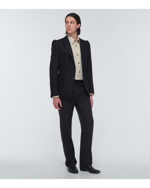 Dries Van Noten Blue Pinnet Pinstripe Straight Pants for men