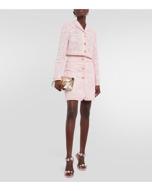 Giambattista Valli Pink Cropped Lace Jacket