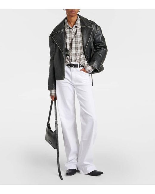 Jeans A Gamba Larga New Baggy Wide A Vita Alta di AG Jeans in White