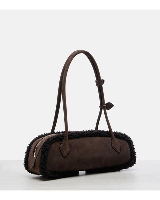 Alaïa Black Le Teckel Medium Suede Shoulder Bag