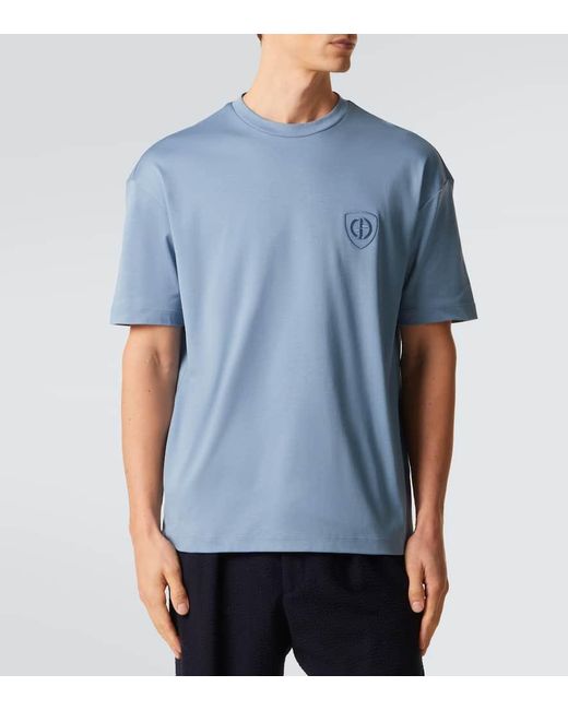Giorgio Armani T-Shirt Aus Baumwoll-Jersey in Blue für Herren