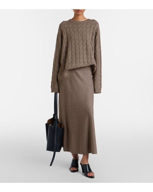 Lisa Yang Brown Torie Cashmere Midi Skirt