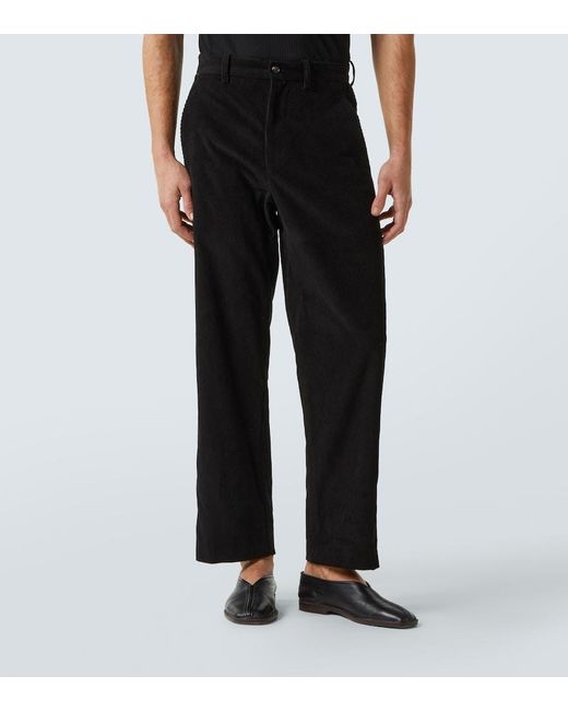 Bode Black Sequined Cotton Corduroy Straight Pants for men