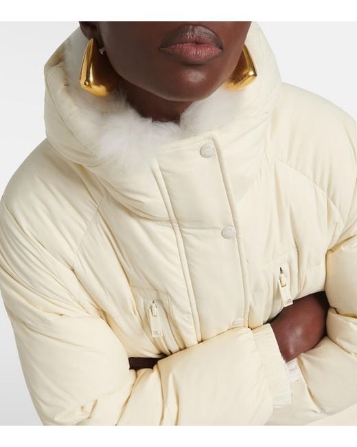 Yves Salomon Natural Shearling-Trimmed Down Jacket