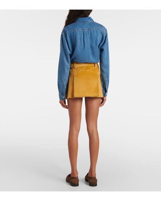 Miu Miu Yellow Minirock Aus Baumwoll-Cord