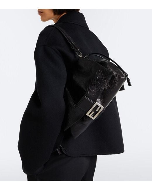 Fendi Black Baguette Soft Large Leather Shoulder Bag