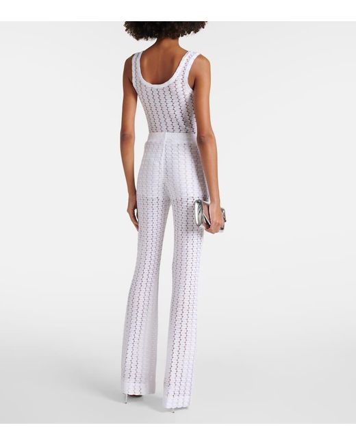 Missoni White High-rise Open-knit Flared Pants