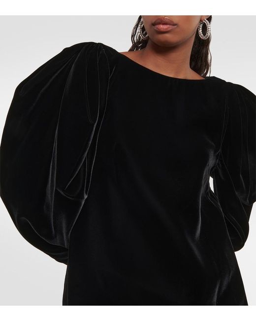 Nina Ricci Black Puff-Sleeve Velvet Minidress