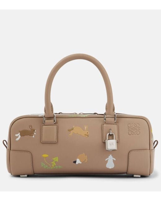 Loewe Brown X Suna Fujita Amazona 23 Small Printed Leather Tote Bag