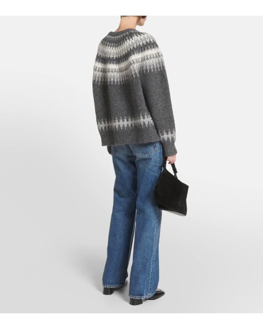 Nili Lotan Gray Genevive Fair Isle Wool-blend Sweater
