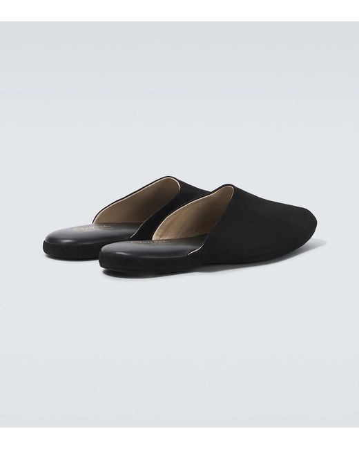 Charvet Black Suede Slippers for men