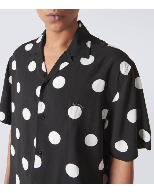Jacquemus Black La Chemise Jean Polka-dot Bowling Shirt for men