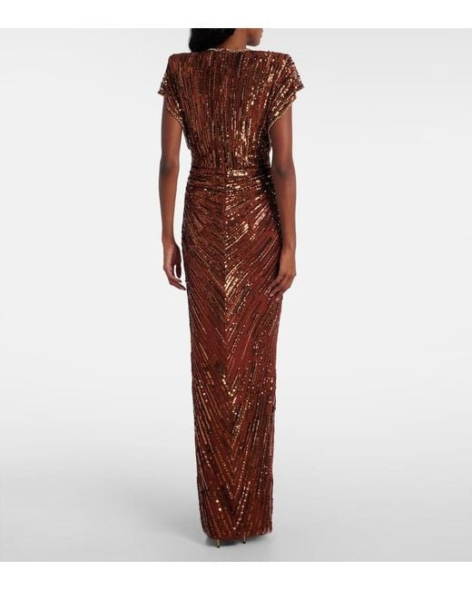 Jenny Packham Brown Robe Zola Mit Pailletten Und Kristallen