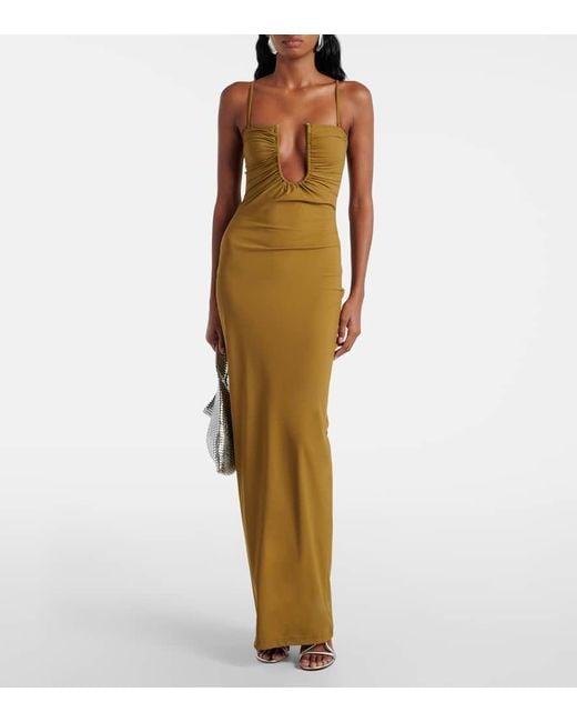 Abito Lungo Con Ruches di Christopher Esber in Metallic