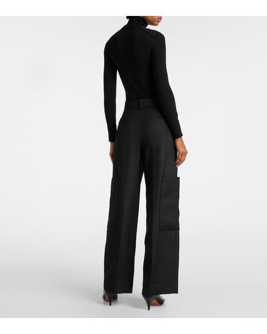 Khaite Black Caiton Straight Pants