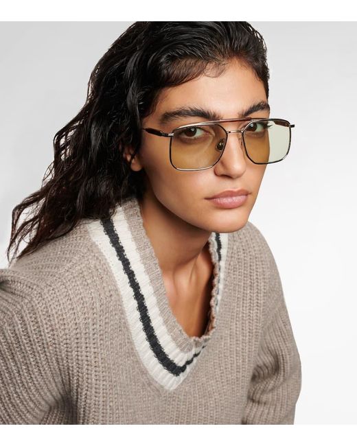 Brunello Cucinelli Natural Sartorial Sunset Square Sunglasses