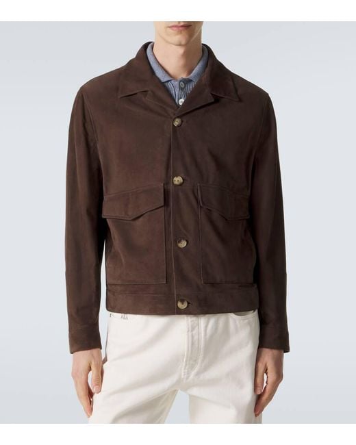 Brunello Cucinelli Brown Suede Jacket for men