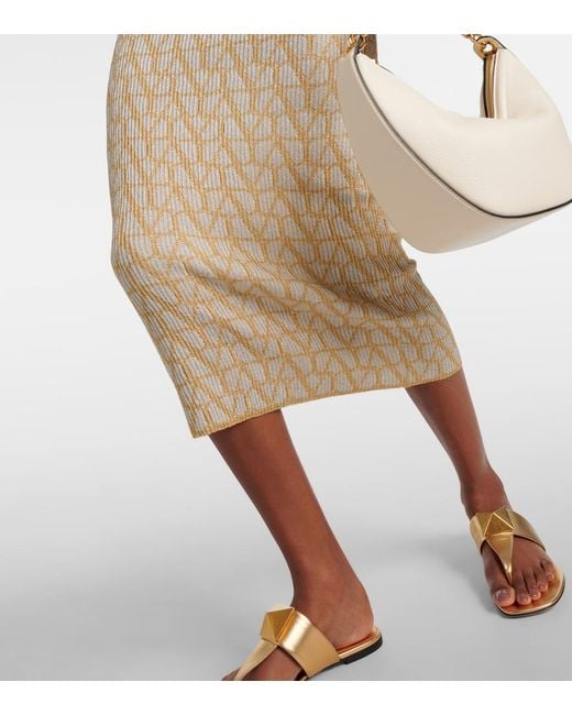 Valentino Natural Toile Iconographe Lame Jacquard Midi Dress