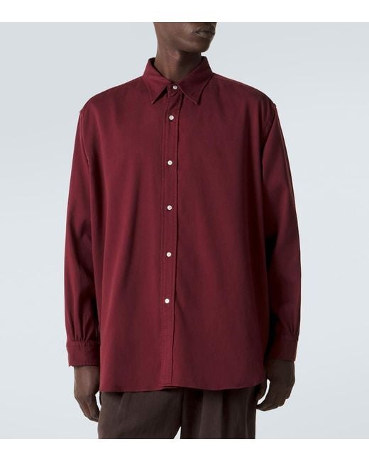 A.PRESSE Purple Cotton Twill Shirt for men