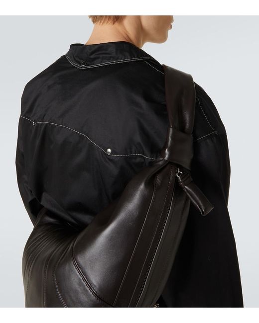 Lemaire Metallic Croissant Large Leather Shoulder Bag for men