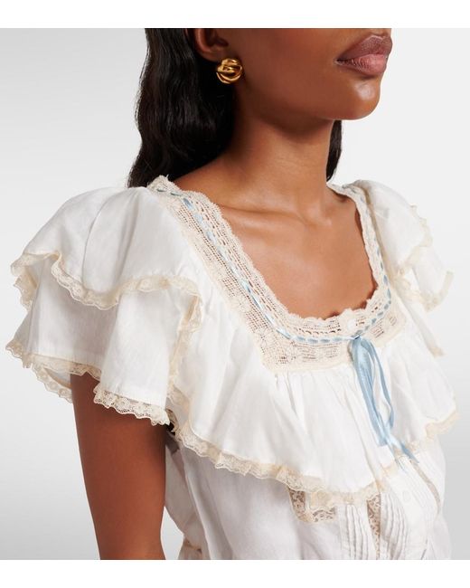 Rixo White Melisa Embroidered Cotton Blouse