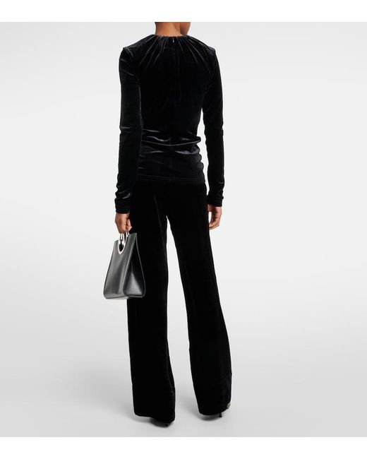 Totême  Black Gathered Velvet Top