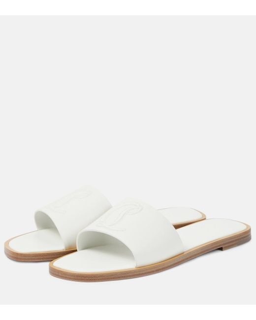 Christian Louboutin White Cl Leather Mules