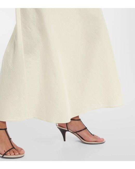 Khaite White Mauva Silk And Cotton Organza Maxi Skirt