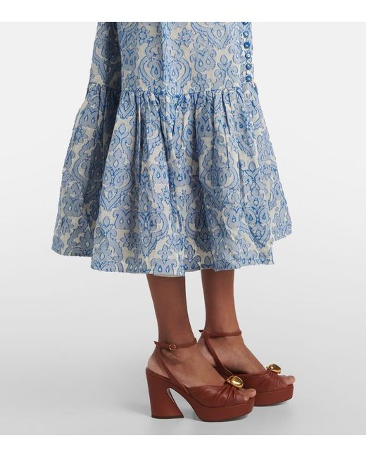 Robe Midi Wylie Lantern En Coton Zimmermann en coloris Blue
