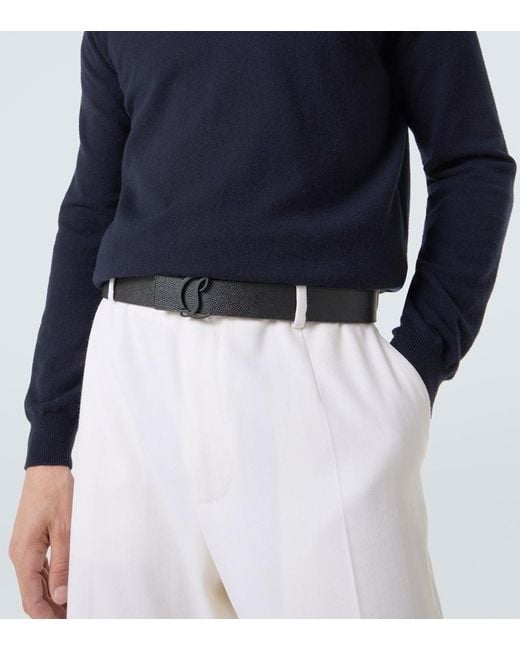 Christian Louboutin Black Mooncrest Reversible Leather Belt for men