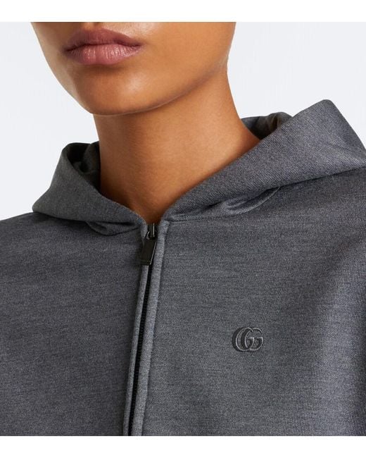Gucci Gray Cotton And Silk Zip-Up Hoodie