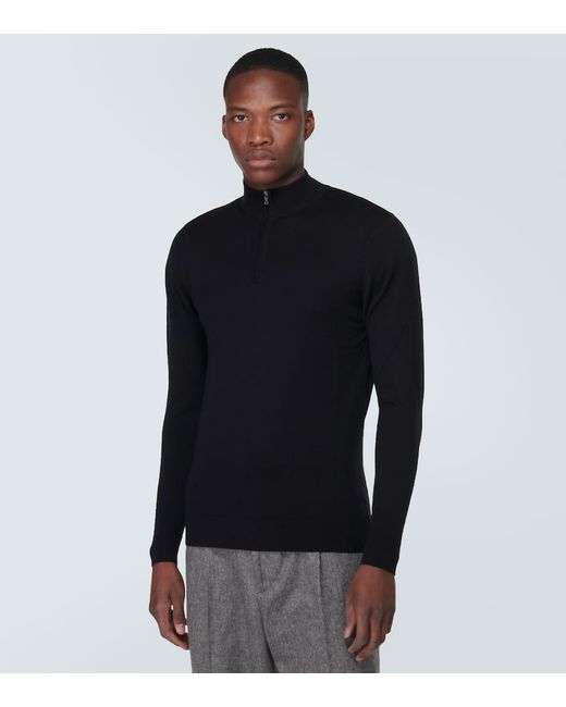 Pullover in lana con zip di Sunspel in Black da Uomo