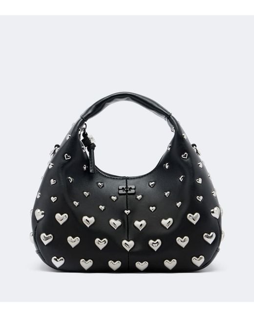 Ganni Black Mini Studded Top-Handle Bag