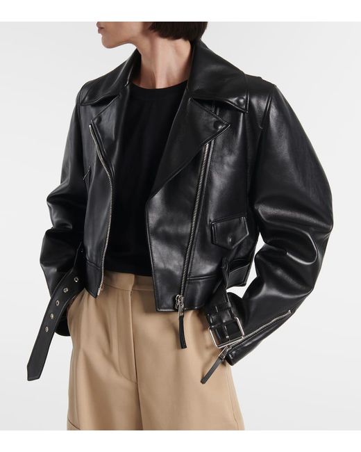 Givenchy Black Cocoon Cropped Leather Biker Jacket