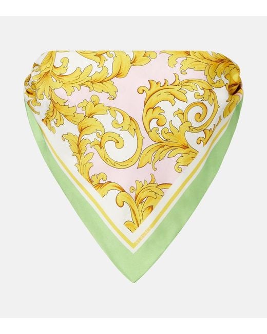 Versace Metallic Printed Silk Twill Bandeau Top