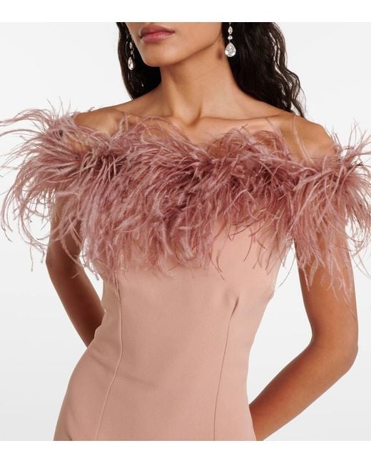 Safiyaa Pink Midikleid Mit Federn