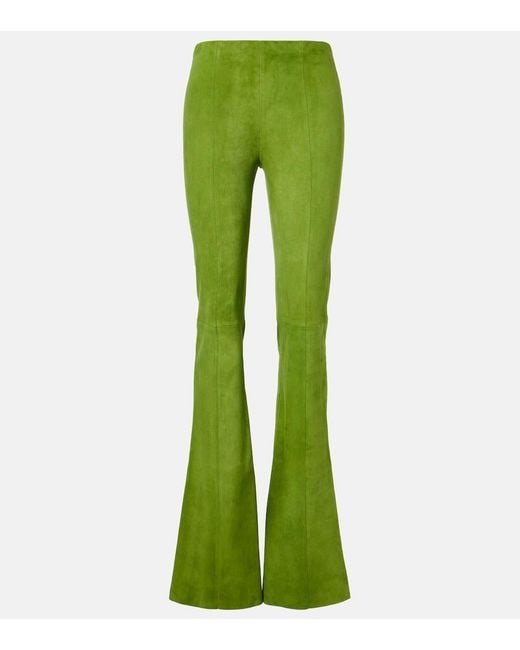 Stouls Green Gege Suede Flared Pants
