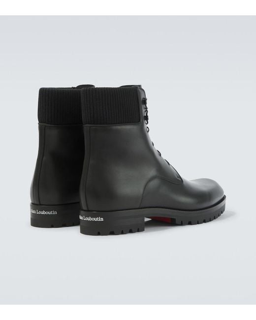 Christian Louboutin Black Trapman Tct 2 Leather Lace-Up Boots for men
