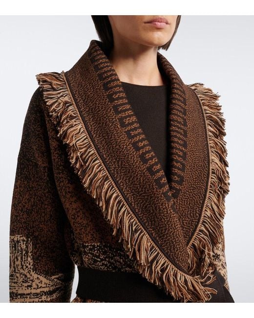 Alanui Brown Wild Wild Jacquard Wool-Blend Cardigan
