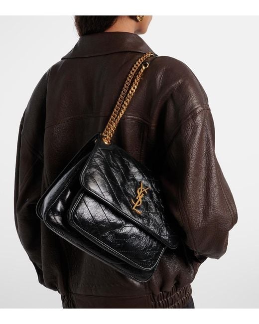 Saint Laurent Black Niki Medium Leather Shoulder Bag