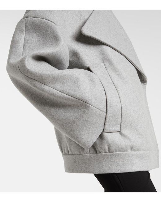 Balmain Gray Oversized Wool And Cashmere Peacoat
