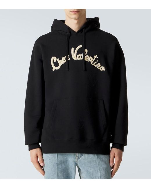 Valentino Black Chez Cotton Jersey Hoodie for men