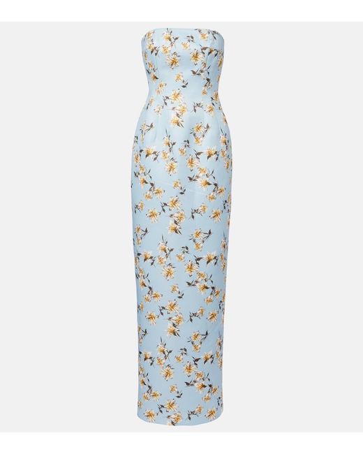 Emilia Wickstead Blue Laelia Floral Gown