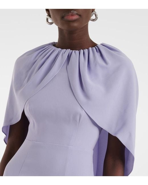 Roland Mouret Purple Caped Crepe Satin Cocktail Dress