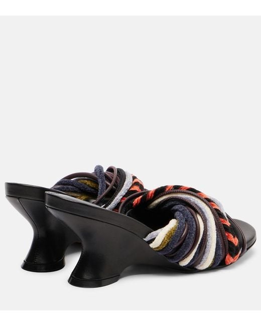 Dries Van Noten Black 75 Braided Wedge Mules