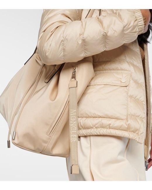 Moncler Natural New Trick Leather-Trimmed Tote Bag