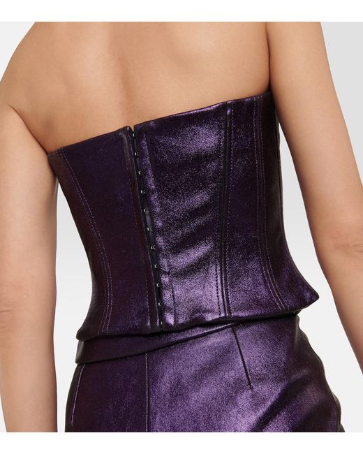Stouls Blue Rosalia Metallic Leather Bustier