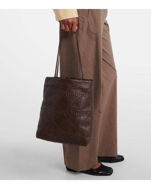 The Row Black Bestickte Schultertasche Lilou Aus Leder